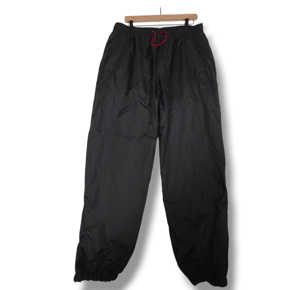 Vintage Marlboro Unlimited Mens Large Black Fleece Lined Nylon Track Pants 1990s